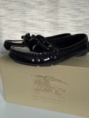 Burberry Patent Leather Chain Link Loafers